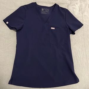 Figs Women Navy Catarina One-Pocket Top (XS) and Livingston Scrub Pants (XS)